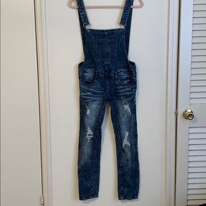 Machine Jeans Distressed Overalls